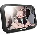 KeaBabies Large Shatterproof Baby Car Mirror - Safety Baby Car Seat Mirror - Baby Car Mirror for Back Seat Rear Facing Infant - Carseat Mirrors - Fully Assembled Baby Mirror For Car (Matte Black)