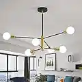 Sputnik Kronleuchter, 6 Flammig Modern Kronleuchter, Schwarz & Gold Nordische Pendelleuchte, E27 Lampenfassung Vintage Deckenleuchte für Schlafzimmer Wohnzimmer Esszimmer Küche [ohne Leuchtmittel]