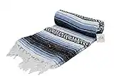 Open Road Goods Light Blue Mexican Blanket - Authentic Serape Falsa Blanket - Handmade