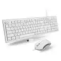 Macally Full Size USB Wired Mac Keyboard and Mouse Combo - Compatible Ergonomic Apple Keyboard and Mouse with Mac Shortcuts and Number Keypad for Mac Mini Pro, iMac Computer, MacBook Pro Air Laptops