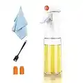 OWYELO Spray Huile Cuisine, kit de Vaporisateur Huile en Verre, Pulvérisateur d'Huile pour Friteuse à Air, 230 ml, Flacon Pulvérisateur Barbecue, avec Brosses/Buses Remplaçables/Chiffon de Cuisine