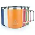 yoelike Insulated Coffee Mug with Handle, 410ml/14oz Double Wall Vacuum Stainless Steel Travel Coffee Mug Spill Proof, Powder Coated Camping Mug for Office Outdoor Hot Cold Drinks Orange