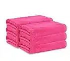 GLAMBURG 100% Cotton 6 Pack Bath Towel Set, Ultra Soft Bath Towels 22x44, Towels for Gym Yoga Pool Spa, Quick Drying & Highly Absorbent - Hot Pink