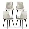 Seonyou Beige Dining Chairs Set of 4 for Kitchen Dining Room, Upholstered Leather Mid Century Modern Dining Chair, Heavy-Duty Metal Dining Chairs for Restaurant, Living Room, Waiting Room, Farmhouse