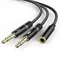 Headphone 3.5mm Splitter Mic Cable for Computer, KOOPAO Headset 3.5mm Female to 2 Dual Male Microphone Audio Stereo Jack Earphones Port to Gaming Speaker PC Adapter