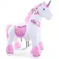 PonyCycle Ufficiale Classico Modello U Cavalca l'unicorno Peluche animali da passeggio Unicorno a cavallo su ruota (con freno e suono/altezza 90 cm/Taglia 4 per età 4-8) Unicorno rosa Ux402