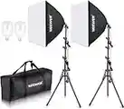 NEEWER 700W Equivalent Softbox Lighting Kit, 2Pack 5500K CFL Lighting Bulbs, 24x24 inches Softboxes with E26 Socket, Photography Continuous Lighting Kit Photo Studio Equipment