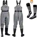 smartpeas Cuissardes Imperméables Et Respirantes avec Bottes Et Genouillères en Néoprène - Parfait comme Waders De Pêche/Pantalon De Pêcheur pour Homme + en Cadeau 1 Paire De Chaussettes Thermiques