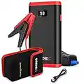 GREPRO Jump Starter Power Pack, Car Battery Booster Jump Starter and Jump Pack for 12V Vehicles, Motorcycle, Jump Starter with LCD Screen and LED Flashlight For Up to 4.5L Gas,2.5L Diesel Red