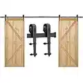 Yaheetech 12FT/366cm Retro Sliding Wood Barn Door Hardware Kit Closet Sliding Track Roller Hangers for Double Doors Interior Doors