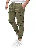 PITTMAN Darius - Cargo Hosen Herren - Cargohosen Für Männer- Slim Fit Baumwoll Hose, Grün (Deep Lichen Green 180312), W38/L32