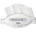 3M Aura Particulate Respirator 9205+, N95, Pack of 20 Disposable Respirators, Individually Wrapped, 3 Panel Flat Fold Design Allows for Facial Movements, Comfortable, NIOSH Approved