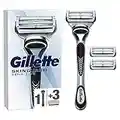 Gillette SkinGuard Peau Sensible Rasoir Pour Homme Avec Peau Sujette Aux Irritations, 1 Manche, 3 Recharge De Lames