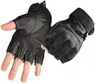 COZOME Gants de tir en Cuir, Gants de Moto d'extérieur, Gants Tactiques Demi-Doigts pour vélos de Paintball, Cyclisme, Scooters, VTT, Motos, Course, Aptitude