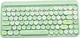 UBOTIE Portable Bluetooth Colorful Computer Keyboards, Wireless Mini Compact Retro Typewriter Flexible 84Keys Design Keyboard (Green-Colorful)