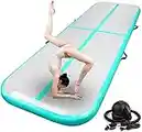 FBSPORT 10ft Inflatable Air Gymnastics Mat Training Mats 4 inches Thickness Gymnastics Tracks for Home Use/Training/Cheerleading/Yoga/Water with Pump