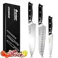 Chef Knife Set Professional Kitchen Knife Set 3-Piece with Japanese Knife, 8" Chef's Knife & 7"Santoku Knife& 5" Utility Knife, Black Sharp Kitchen Knife Set, 5cr15mov High Carbon Stainless Steel