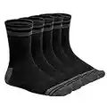 YUEDGE 5 Pairs Mens Athletic Hiking Socks Moisture Wick Cushion Cotton Crew Work Socks Gym Fitness Golf Walking Socks for Men Size 6-13 (Black Socks, 9-11)