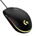 Logitech G203 2nd Gen Wired Gaming Mouse, 8,000 DPI, Rainbow Optical Effect LIGHTSYNC RGB, 6 Programmable Buttons, On-Board Memory, Screen Mapping, PC/Mac Computer and Laptop Compatible - Black