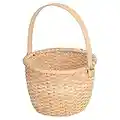 Jenngaoo Cesto in Rattan, Cestino Portafrutta Naturale Intrecciato a Mano Contenitore Rotondo Casalinghi con Manici per Decorazione, Picnic, Generi Alimentari e Deposito di Giocattoli - 8,5''x6,1''