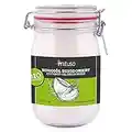 Aceite de coco orgánico mituso, insípido (desodorizado), 1 paquete (1 x 1000 ml) en un vaso con clip