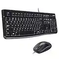 Logitech MK120 Combo con Teclado y Ratón con Cable para Windows, Ratón Óptico con Cable, Teclado de Tamaño Completo, USB Plug-and-Play, Compatible con PC y Portátil, Disposición QWERTY Español - Negro