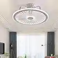 OMGPFR Mute Ceiling Fan with Lighting LED Light App and Remote Control Ultra-thin 18CM Ceiling Lamp Invisible Quiet 40W Dimmable Fans Ceiling Lights for Living Room Bedroom Lighting,White