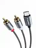 SOOMFON Cable de Audio USB C a 2RCA 2M Cable Jack Tipo C a 2 RCA Macho Audio Estéreo Cable con HiFi Sonido para Teléfono Tableta Cine en Casa DVD Amplificador Altavoz Estéreo de Coche