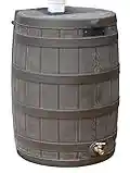 Good Ideas RW50-OAK Rain Wizard 50 Gallon Plastic Outdoor Home Rain Barrel Water Storage Collector with Brass Spigot and Flat Back Design, 58.4 cm x 78.7 cm x 55.9 cm (Oak)