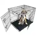 Dog Puppy Cage Small 24 inch Black Folding 2 Door Crate with Non-Chew Metal Tray by Ellie-Bo