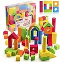 JaxoJoy Foam Building Blocks for Kids- 108 Piece EVA Foam Blocks Gift Playset for Toddlers Includes Large, Soft, Stackable Blocks in Variety of Colors