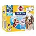 PEDIGREE DENTASTIX Sticks Dentaires pour Moyen Chien 10-25kg - 56 Bâtonnets à Mâcher (Lot de 8 Sachets de 7 Friandises) - Hygiène Bucco-dentaire, Scientifiquement Prouvé, Nettoyage Dents au Quotidien