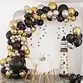 134pcs Balloon Arch Kit,Black Gold Balloons Arch,Black Gold Silver Birthday Balloons,Black Balloons Garland for Birthday Party Decorations Men Boys,Graduation,Wedding,Prom,Retirement,New Year