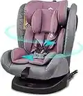 Jovikids Safety Baby Car Seat with Isofix and Top Tether, 360 Degree Swivel Child Car Seat for Group 0/1/2/3, 0-12 Years Old, ECE R44/04, Pink