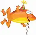 Balloons Leaping Frog W/ Party Hat Large Mylar Balloon 36"