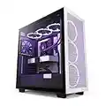 NZXT H7 Flow - CM-H71FG-01 - ATX Mid Tower PC Gaming Case - Front I/O USB Type-C Port - Quick-Release Tempered Glass Side Panel - Vertical GPU Mount - Integrated RGB Lighting - White/Black