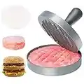 Asdirne Hamburger Press Patty Maker, Food Grade Aluminum Burger Press with ABS Handle, Non-Stick, Easy to Clean, with 50 Pcs Wax Patty Paper, 4.6" Diameter and 0.7" Depth