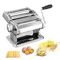 Pasta Machine, 150 Roller Manual Pasta Makers with 7 Adjustable Thickness Setting, 2 in 1 Dough Cutter, Hand Crank and Instructions, Best Kitchen Gift Set for Homemade Noodle Dumpling Skin Spaghetti