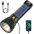 Solar LED Taschenlampe, USB Wiederaufladbar Solar Torch, LED Taschenlampe mit 3 Modi, LED Stroboskop Wasserdicht Taschenlampe, Taschenlampen Lampe Ideal Für Angeln, Notfall, Outdoor