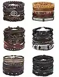 PATISORNA 30PCS Braided Leather Bracelets for Men Women Wrap Wood Beads Bracelet Woven Ethnic Tribal Rope Wristbands Bracelets Set Adjustable