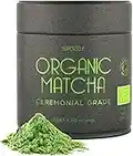 Organic Matcha Green Tea Powder - Ceremonial Grade - 50g (50 servings) Gift Tin - Premium Matcha Tea Powder - Certified Organic by The Soil Association - 100% Pure Stone Ground Tea Leaves - Vegan