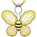 Funcredible Bumble Bee Costume Accessories | Bee Wings and Bee Antenna Headband Set | Honey Bee Costumes | Halloween Bumblebee Cosplay Party Favors for Women, Men and Kids