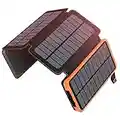 ADDTOP Cargador Solar 25000mAh Power Bank Portátil con 2 Ports 2.1A Output Batería Externa Impermeable con 4 Paneles Solar para Smartphones Tabletas