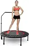 38" Foldable Mini Trampoline with Adjustable Handle, Indoor Exercise Fitness Rebounder Trampoline Max. Load 300lbs Cardio Trainer Workout for Kids Adults