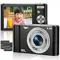 Digital Camera 2.7K Ultra HD Mini Camera 44MP 2.8 Inch LCD Screen Rechargeable Students, Compact Pocket Camera with 16X Digital Zoom YouTube Vlogging Camera for Kids,Adult,Beginners(Black)