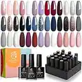 beetles Gel Polish Nail Set 20 Colors Modern Muse Collection Nude Gray Pink Blue Glitter Manicure Starter Kit with 3 Pcs Base Matte and Glossy Top Coat for Women