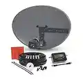 SSL Satellites Zone1 Dish Kit for SKY/Freesat/Astra/Polesat/Hotbird/Full HD, Latest MK4 Dish with Quad LNB, 5M Twin Black Cable, Signal Finder Satellite TV Finder, Brackets, Bolts, F Connectors