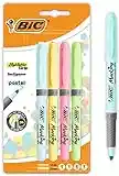 BIC Intensity, Highlighter Grip, Evidenziatori Pastello Colorati, Tecnologia Anti-Essicazione e Punta a Scalpello, 4 Unità, Cancelleria Scuola