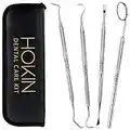 HOKIN Plaque Remover Teeth Cleaning Tool 4 Pcs Dental Care Kit Tooth Filling Repair Set Stainless Steel Dental Tools for Men Women Kids and Pet Care