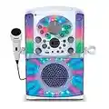 Singing Machine SML625BTWD Karaoke Machine, Portable Bluetooth CD+G Karaoke System, White